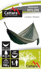 Houpací síť NYLON 275x137 cm zeleno-hnědá