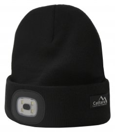Čepice BLACK s LED svítilnou USB 5
