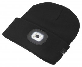 Čepice BLACK s LED svítilnou USB 2