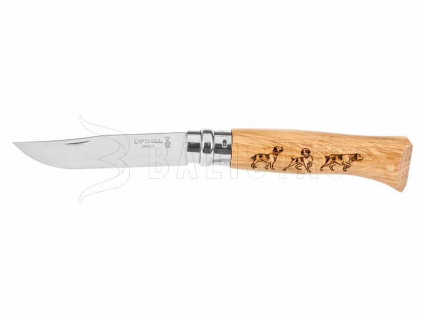 Nůž Opinel 8 Zavírací Inox Buk Motiv Psa
