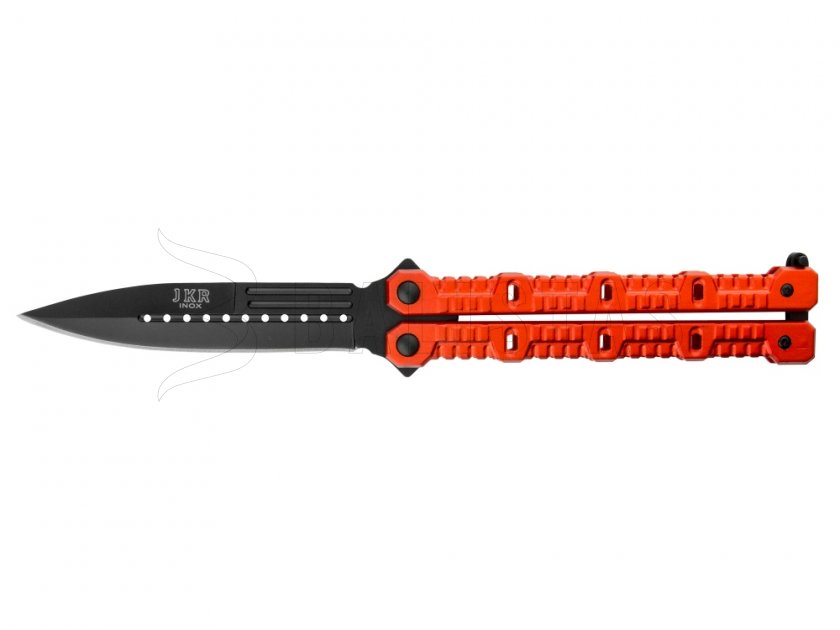 Nůž Joker motýlek červený oxidované ostří 11 cm
