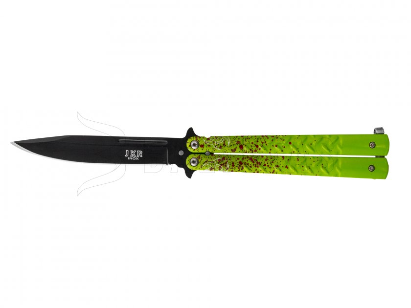 Nůž Joker motýlek zeleno-červený ostří 11 cm