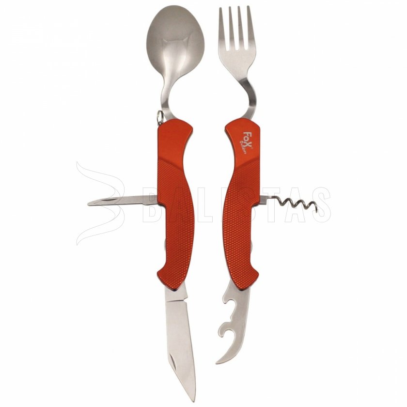 Skládací příbor Fox Outdoor 6-dílný červený 44051