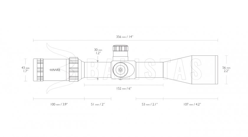 Puškohled Hawke Sidewinder 30 SF 3-12x50 10x Half MD