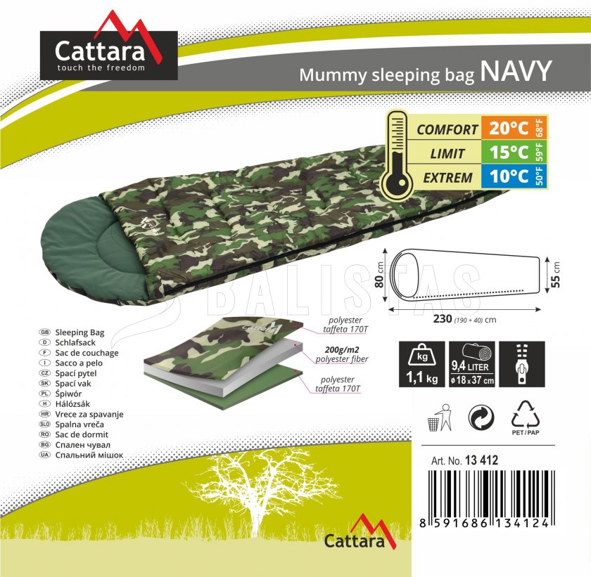 Spací pytel mumie Navy 200cm 2