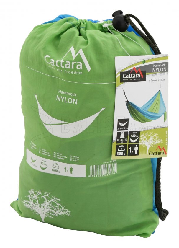 Houpací síť NYLON 275x137 cm zeleno-modrá