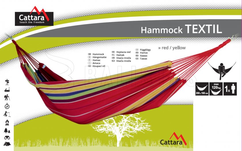 Houpací síť TEXTIL 200x100 cm červeno-žlutá