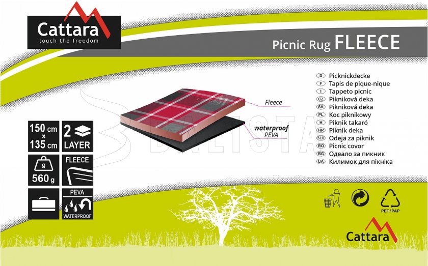 Pikniková deka Fleece 150x135 cm modrá