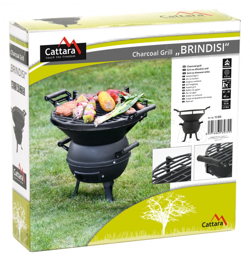 Gril na dřevěné uhlí litinový Cattara Brindisi 35cm