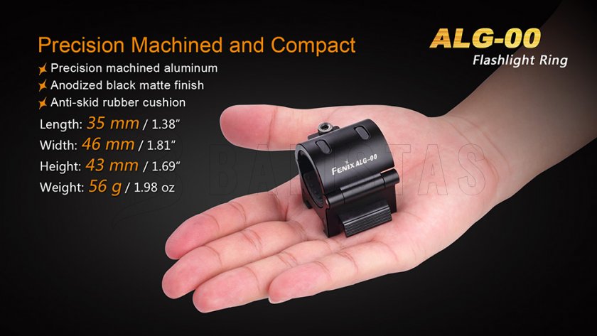 Montáž svítilny na 22mm lištu Fenix ALG-00