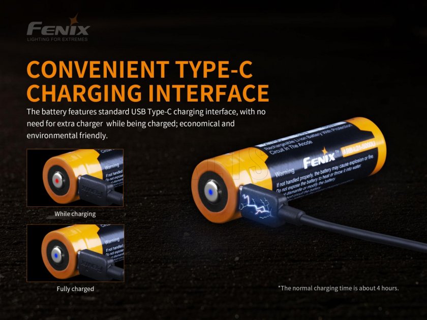 Dobíjecí baterie Fenix 21700 5000 mAh s USB-C (Li-Ion)