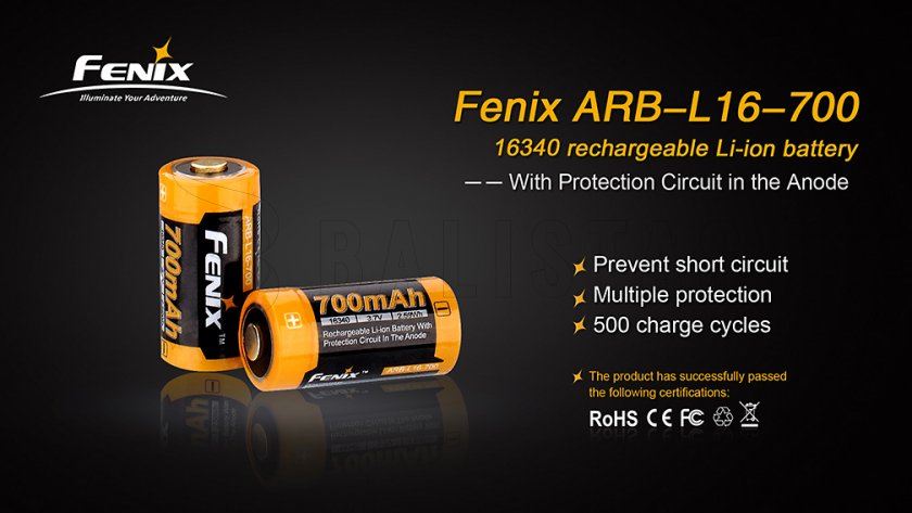 Dobíjecí baterie Fenix RCR123A/16340 (Li-Ion)