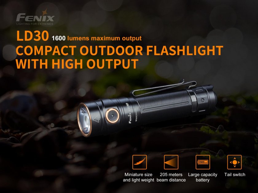 Svítilna Fenix LD30 + USB akumulátor 3500 mAh