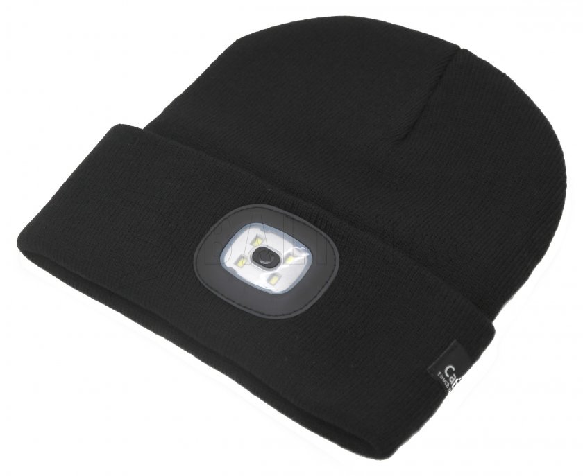 Čepice BLACK s LED svítilnou USB 2