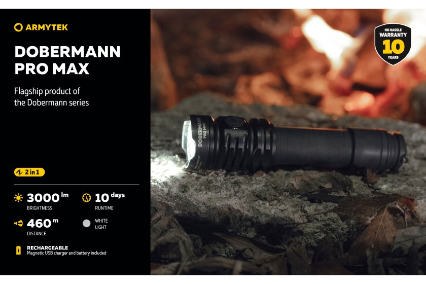 Svítilna Armytek Dobermann PRO MAX bílé světlo 16
