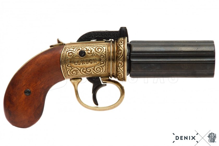 Replika Pepperbox – šestihlavňový revolver, Anglie 1840