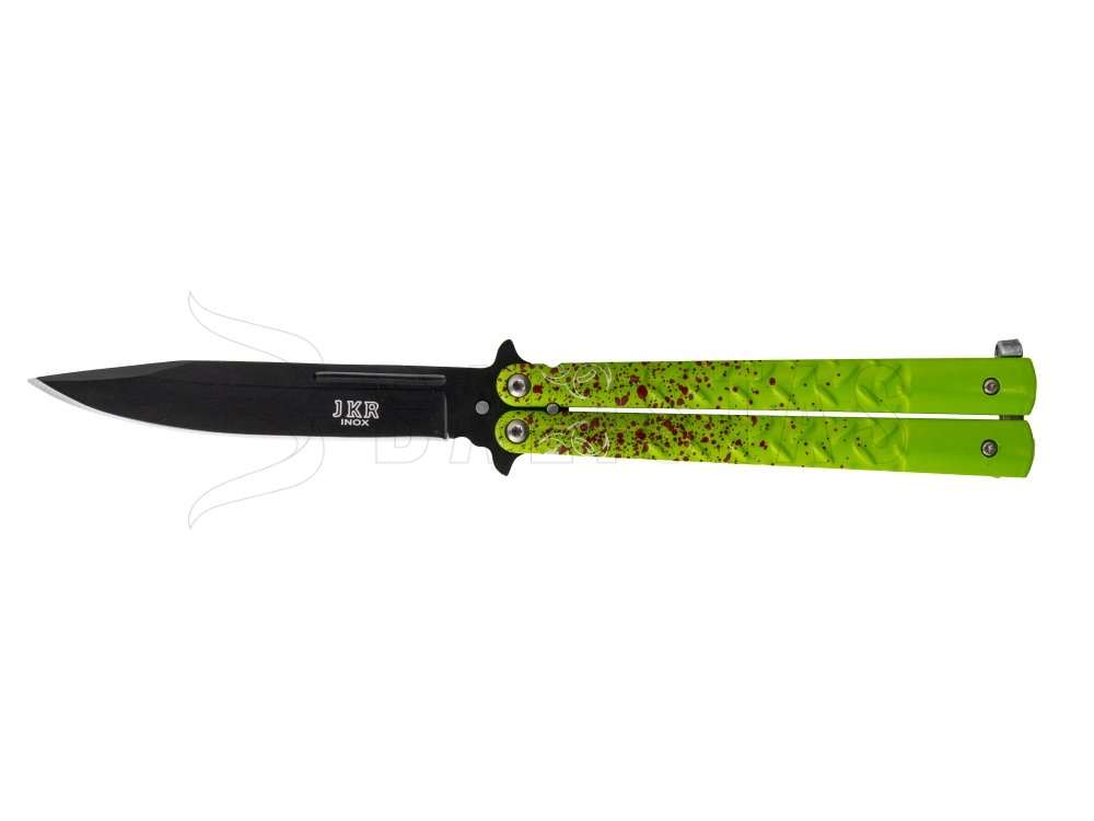 Nůž Joker motýlek zeleno-červený ostří 11 cm